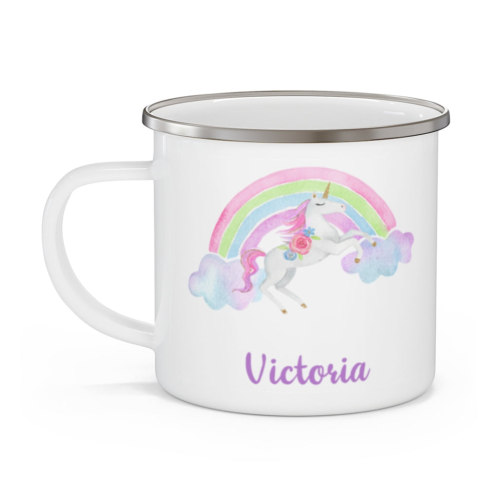 Custom Name Unicorn Enamel Campfire Mug III