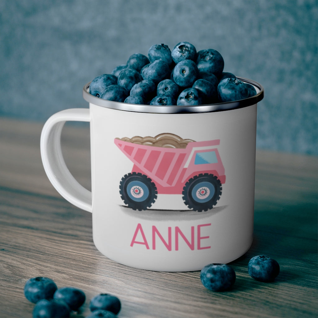 Custom Name Truck Children's Enamel Campfire Mug XVIII