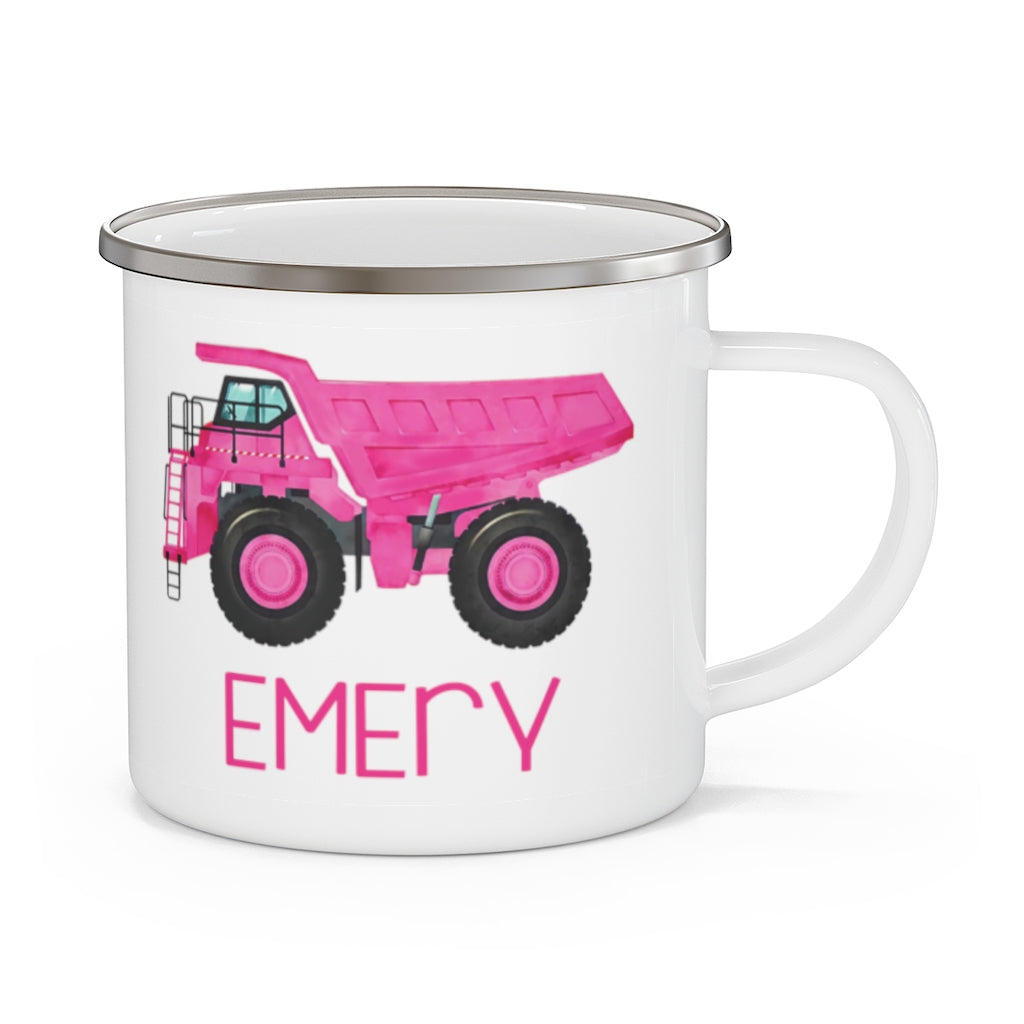 Custom Name Truck Children's Enamel Campfire Mug XVII