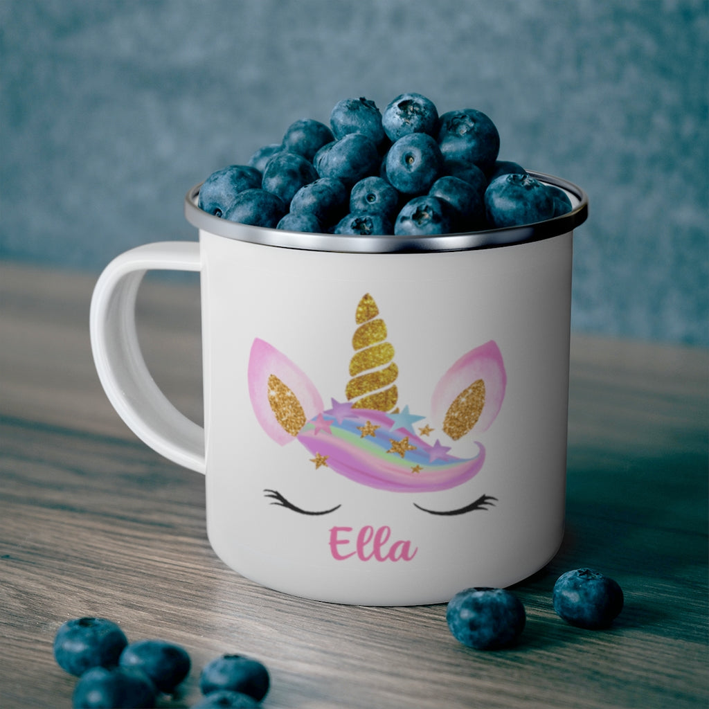 Custom Name Unicorn Enamel Campfire Mug II