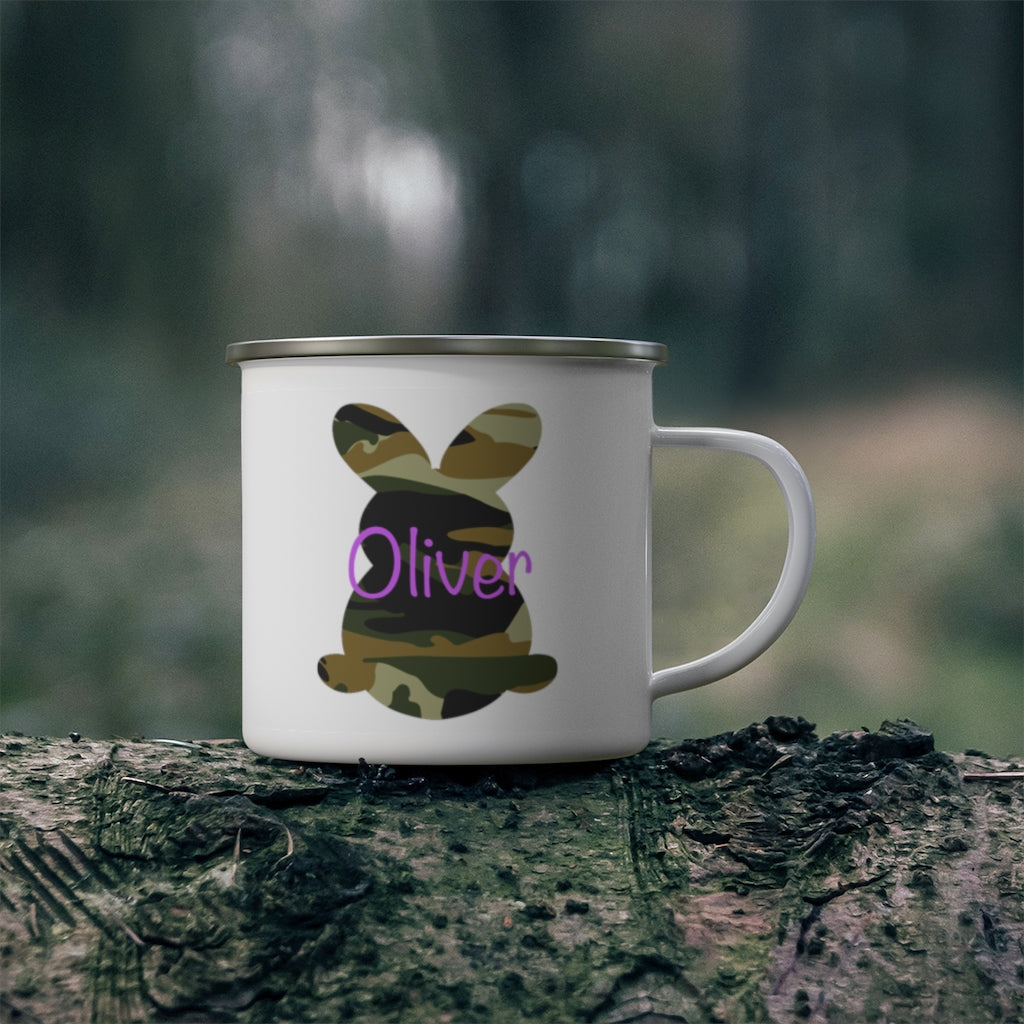 Custom Name Rabbit Easter Children's Enamel Campfire Mug X