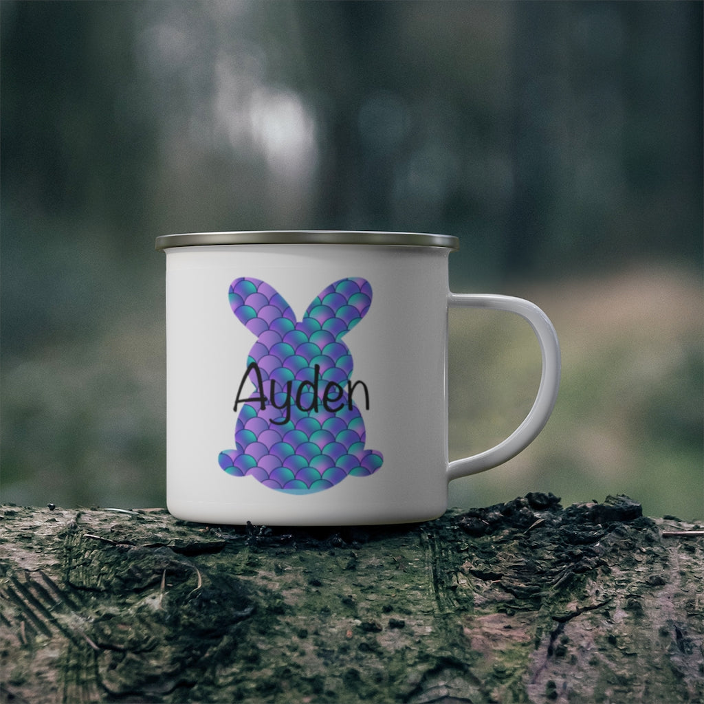 Custom Name Rabbit Easter Children's Enamel Campfire Mug IX