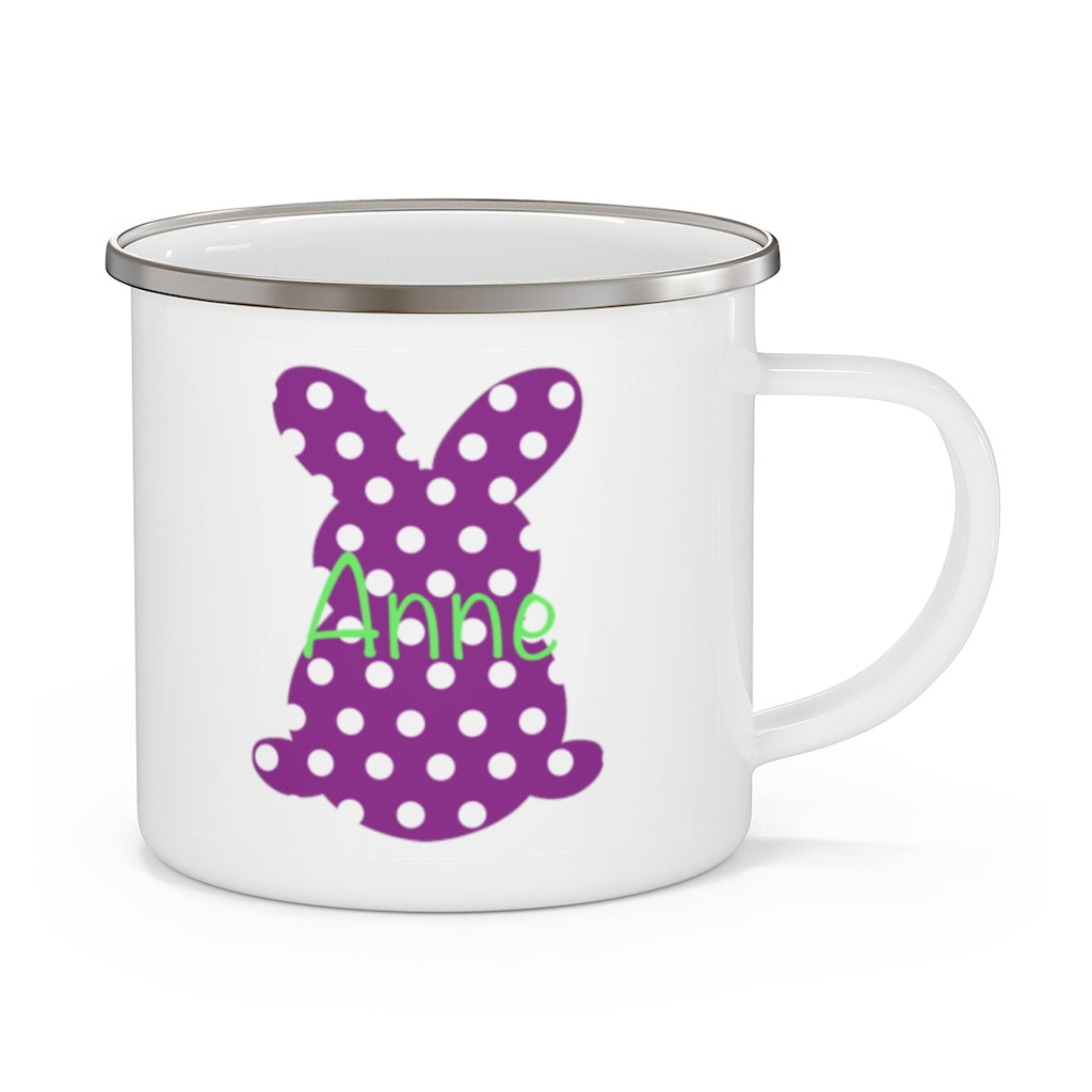 Custom Name Rabbit Easter Children's Enamel Campfire Mug I
