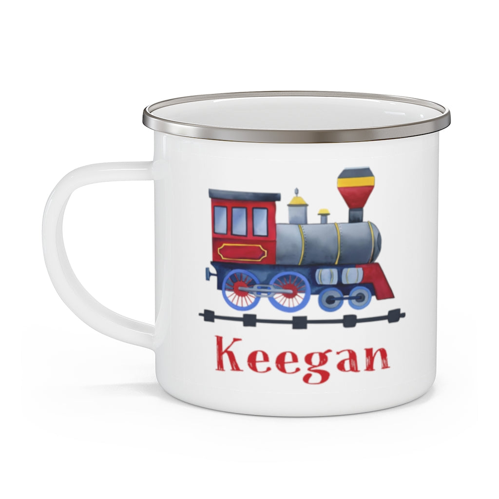 Custom Name Train Enamel Campfire Mug I