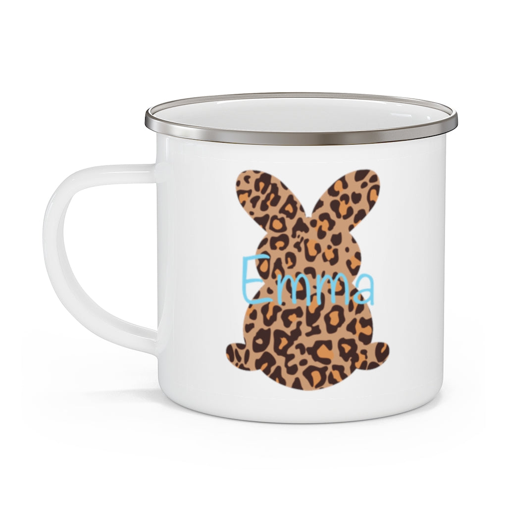 Custom Name Rabbit Easter Children's Enamel Campfire Mug V