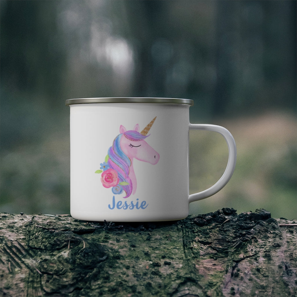 Custom Name Unicorn Enamel Campfire Mug I