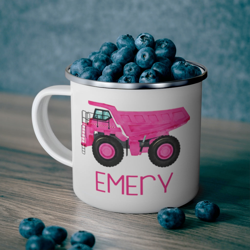 Custom Name Truck Children's Enamel Campfire Mug XVII