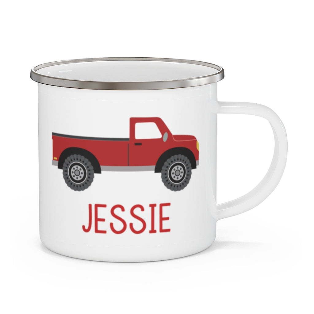 Custom Name Truck Children's Enamel Campfire Mug XXIV