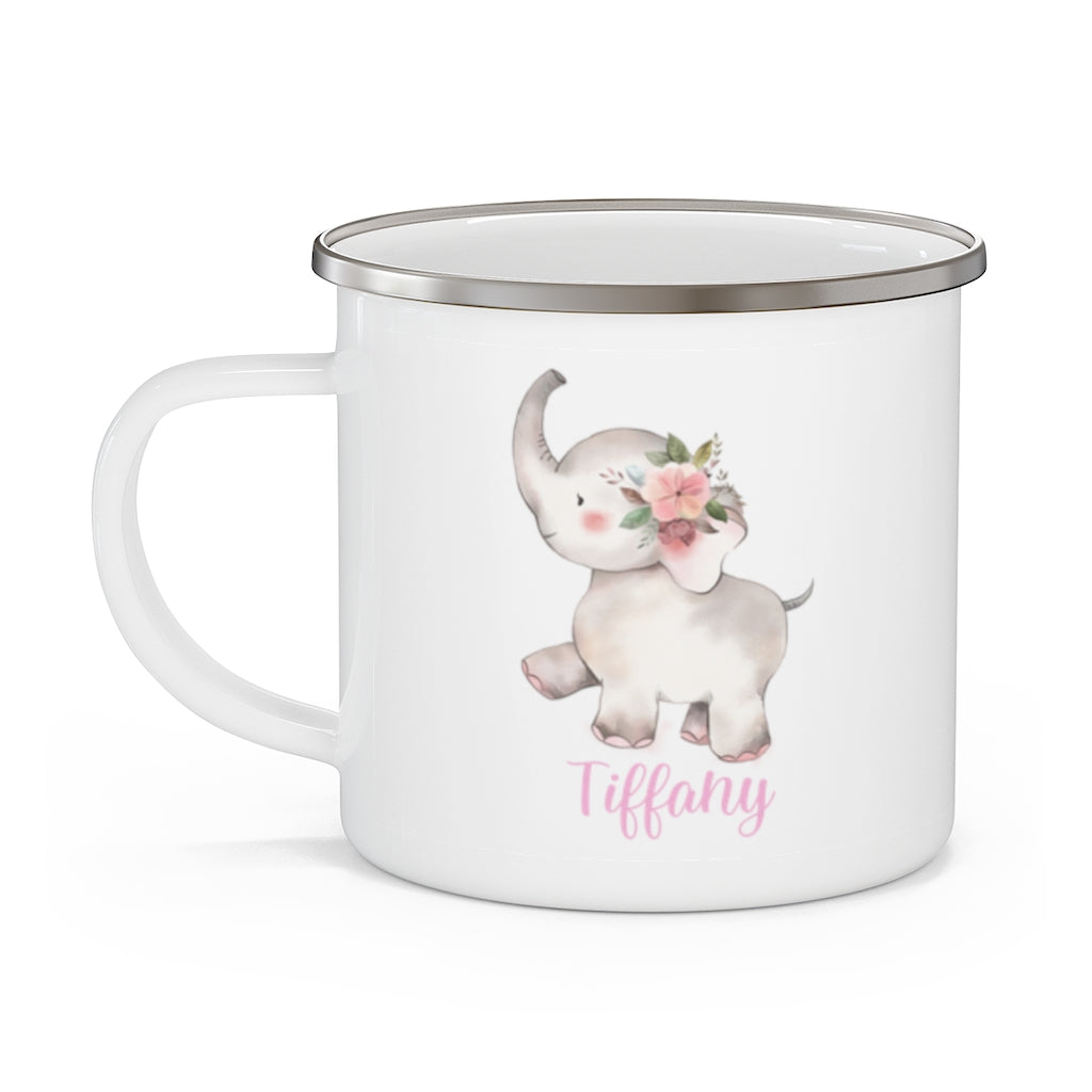 Custom Name Elephant Enamel Campfire Mug III