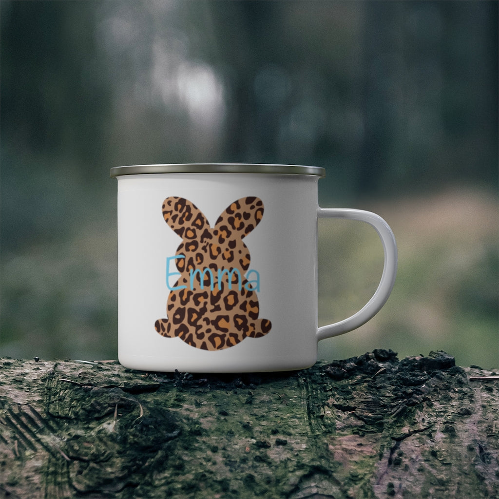 Custom Name Rabbit Easter Children's Enamel Campfire Mug V