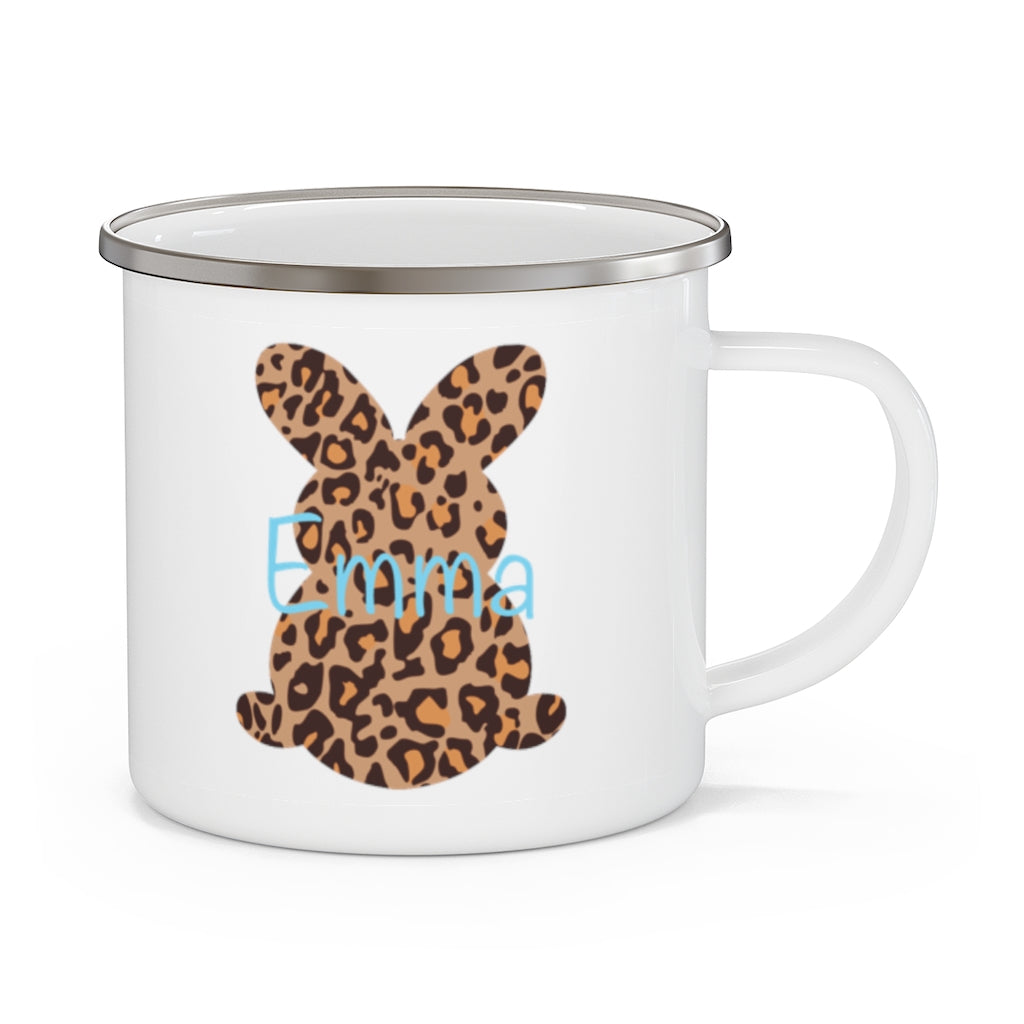 Custom Name Rabbit Easter Children's Enamel Campfire Mug V