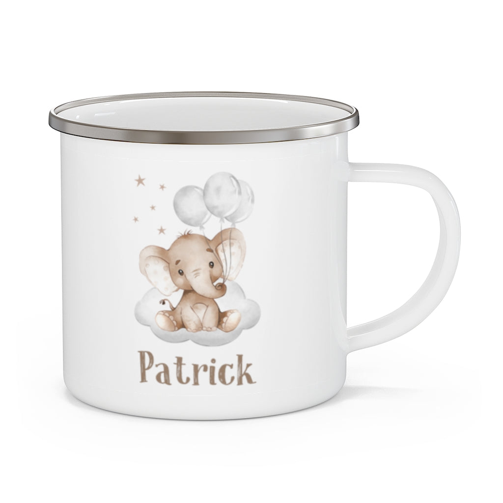 Custom Name Elephant Enamel Campfire Mug I