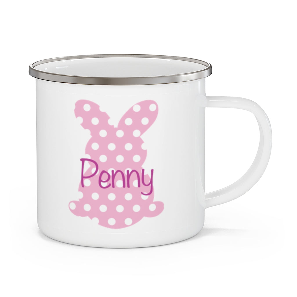Custom Name Rabbit Easter Children's Enamel Campfire Mug XII
