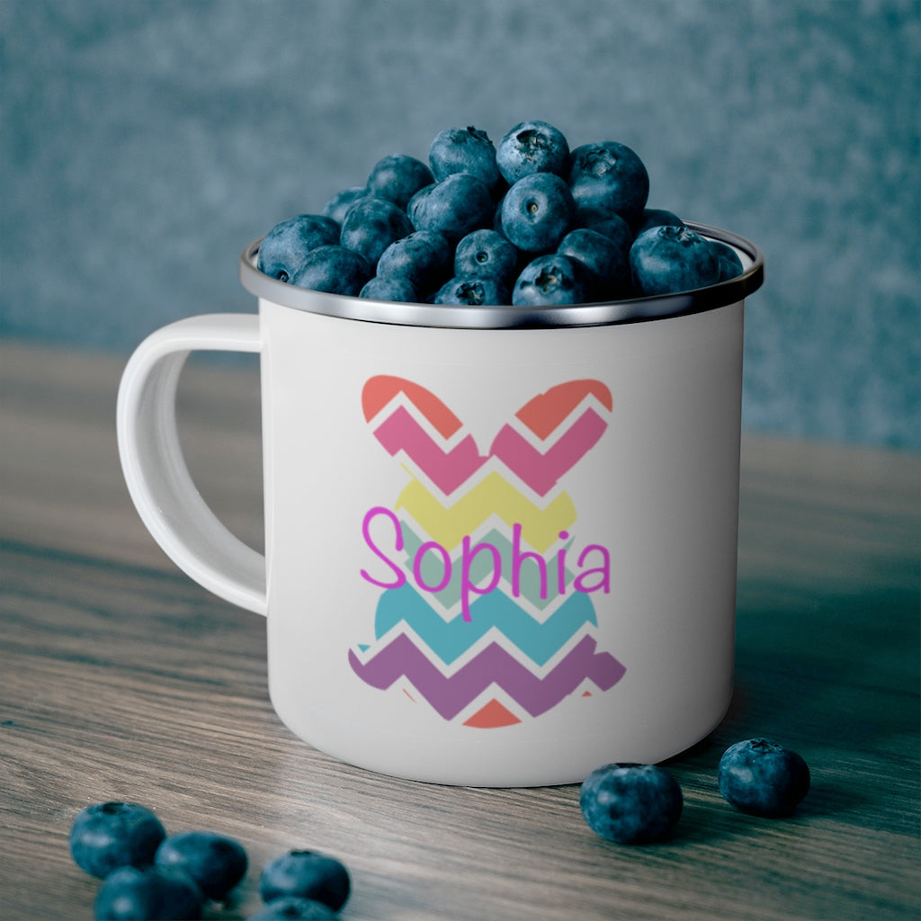 Custom Name Rabbit Easter Children's Enamel Campfire Mug VI
