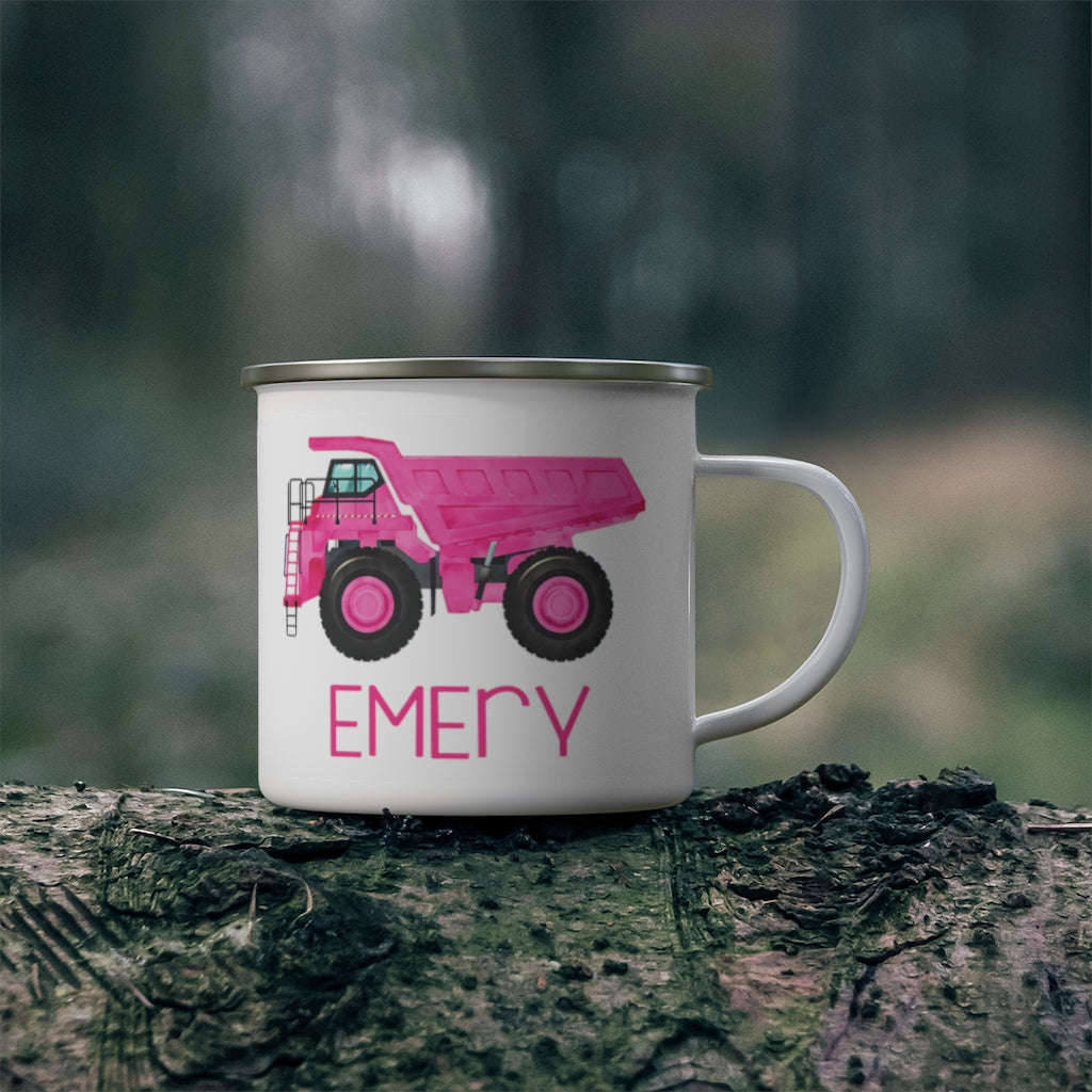 Custom Name Truck Children's Enamel Campfire Mug XVII
