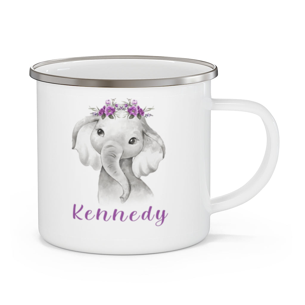 Custom Name Elephant Enamel Campfire Mug V