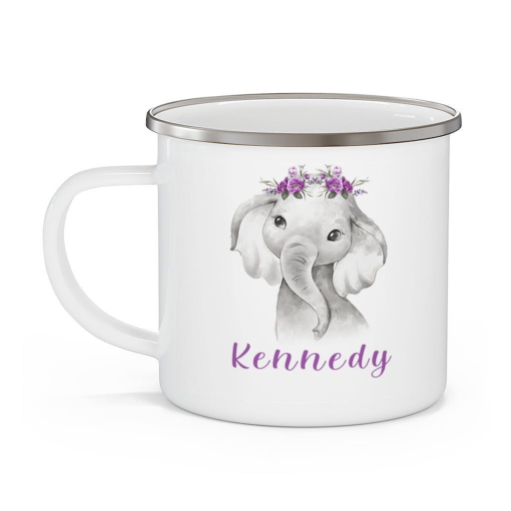Custom Name Elephant Enamel Campfire Mug V