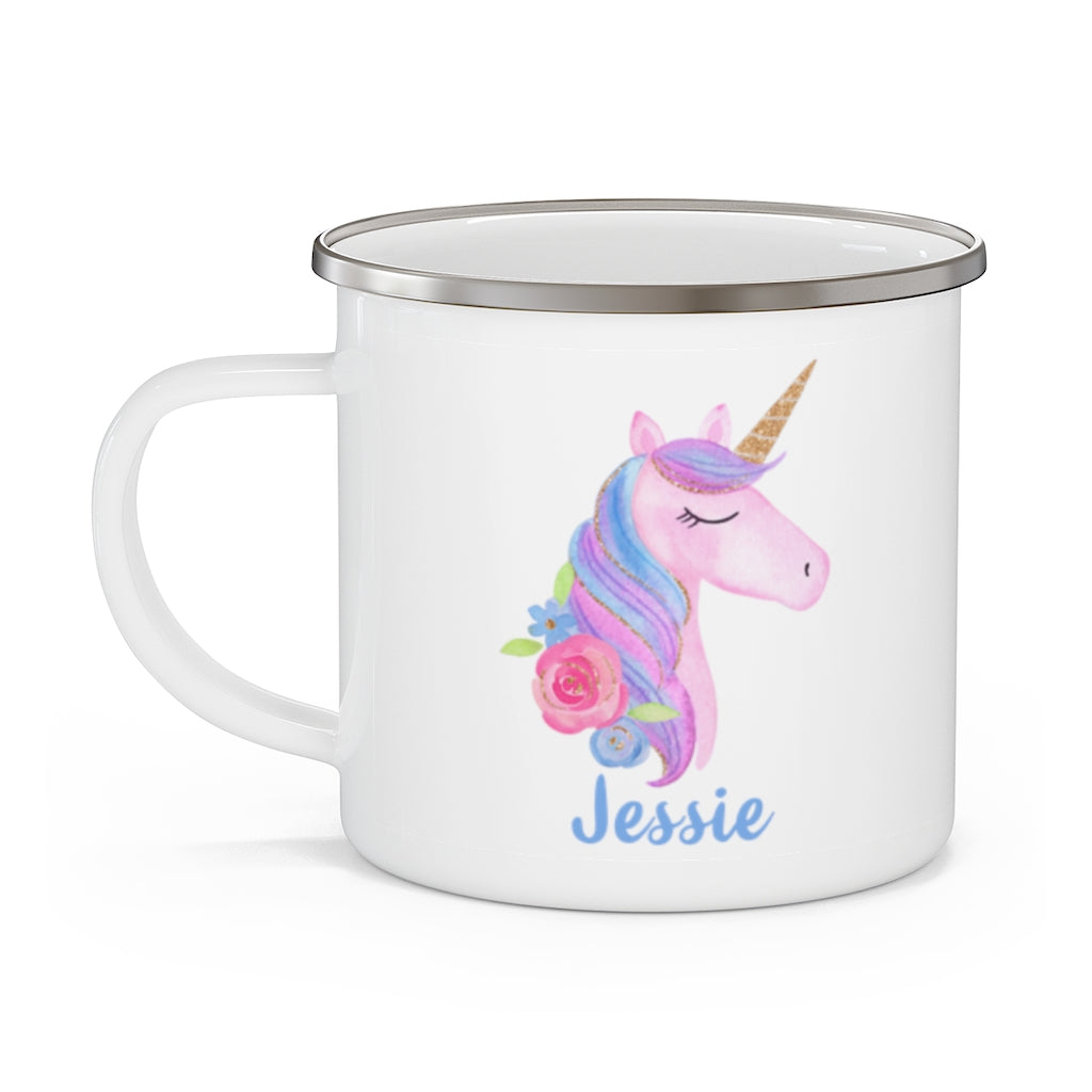 Custom Name Unicorn Enamel Campfire Mug I
