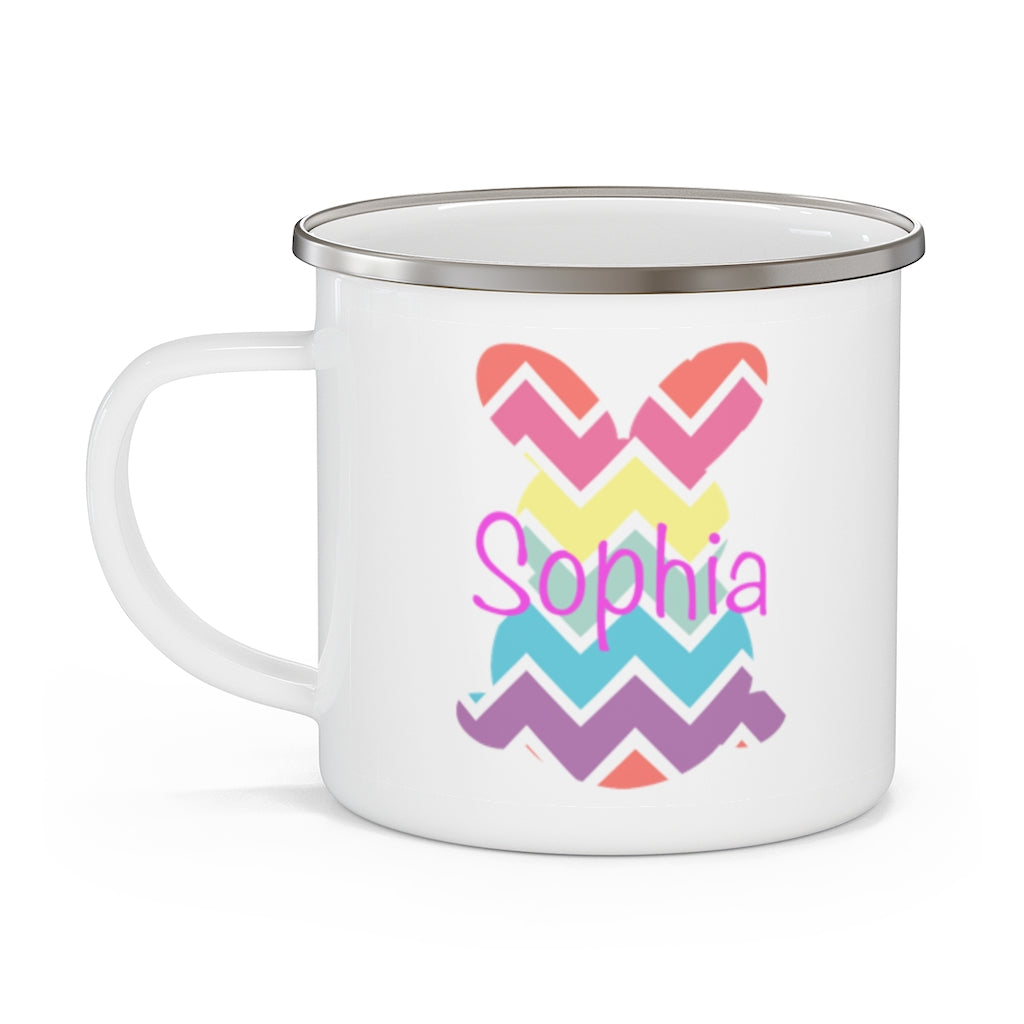 Custom Name Rabbit Easter Children's Enamel Campfire Mug VI