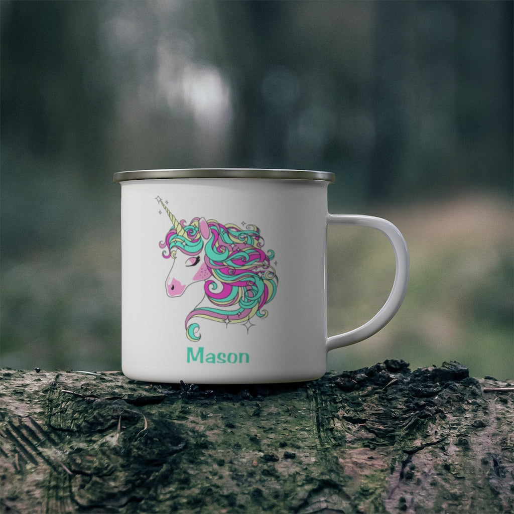 Custom Name Unicorn Enamel Campfire Mug IX