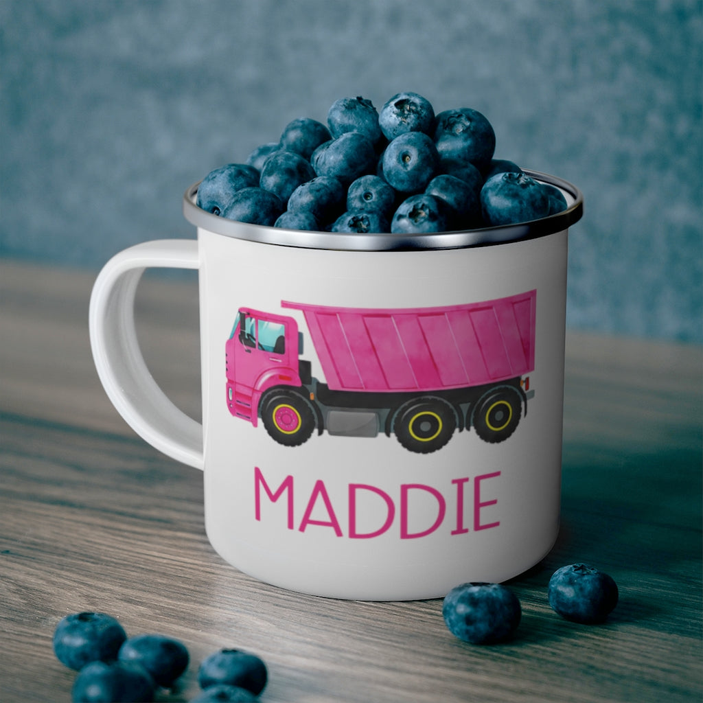 Custom Name Truck Children's Enamel Campfire Mug XVI