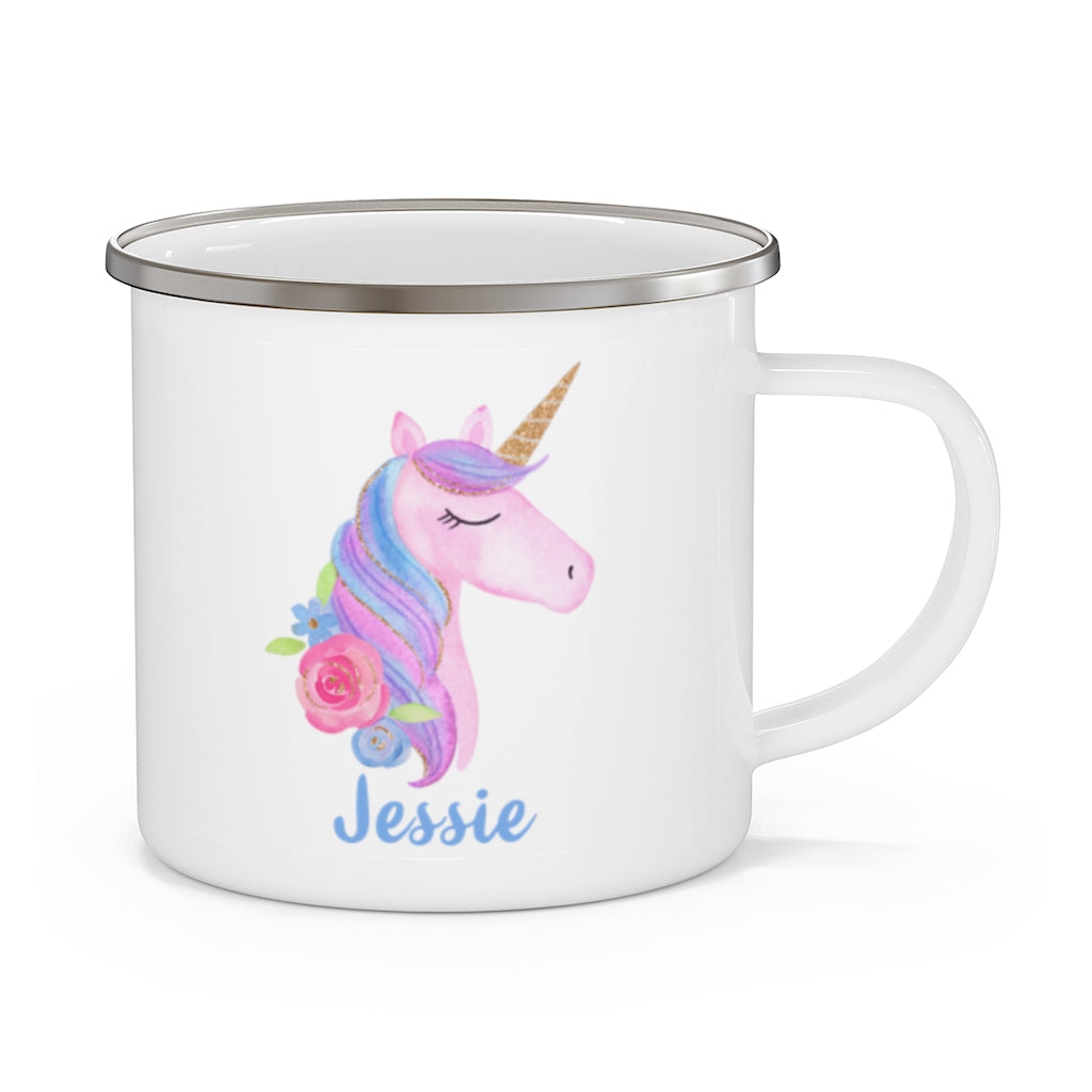 Custom Name Unicorn Enamel Campfire Mug I