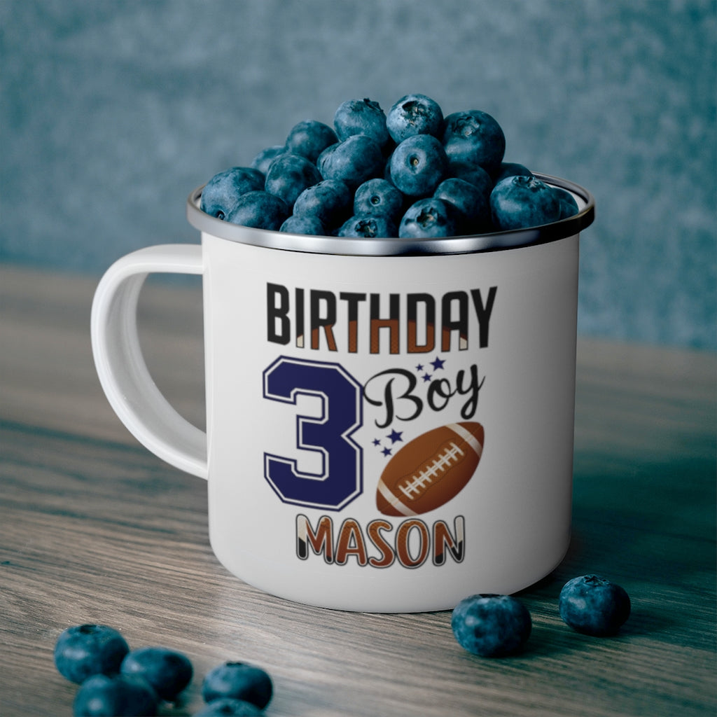 Custom Name Sport Children's Birthday Enamel Campfire Mug