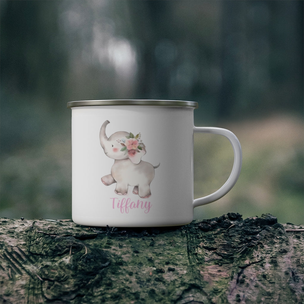 Custom Name Elephant Enamel Campfire Mug III