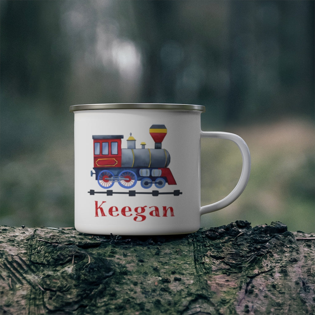 Custom Name Train Enamel Campfire Mug I