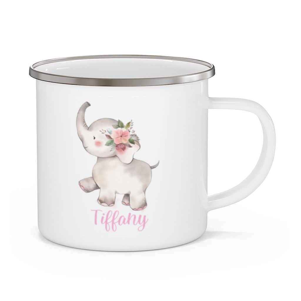 Custom Name Elephant Enamel Campfire Mug III