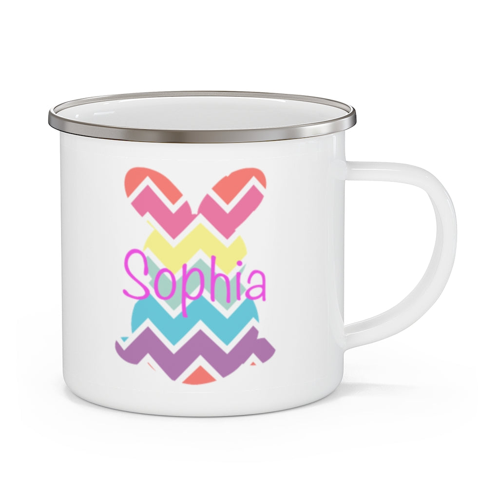 Custom Name Rabbit Easter Children's Enamel Campfire Mug VI
