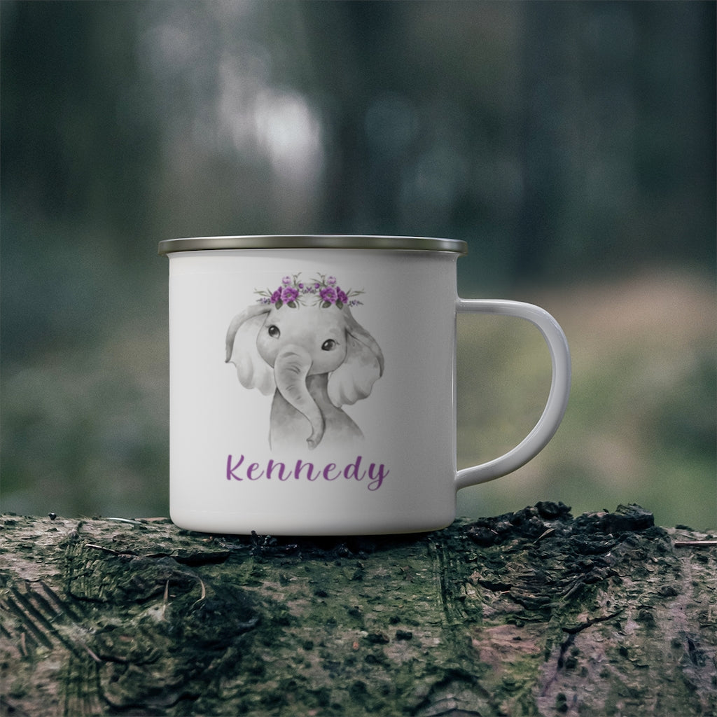 Custom Name Elephant Enamel Campfire Mug V