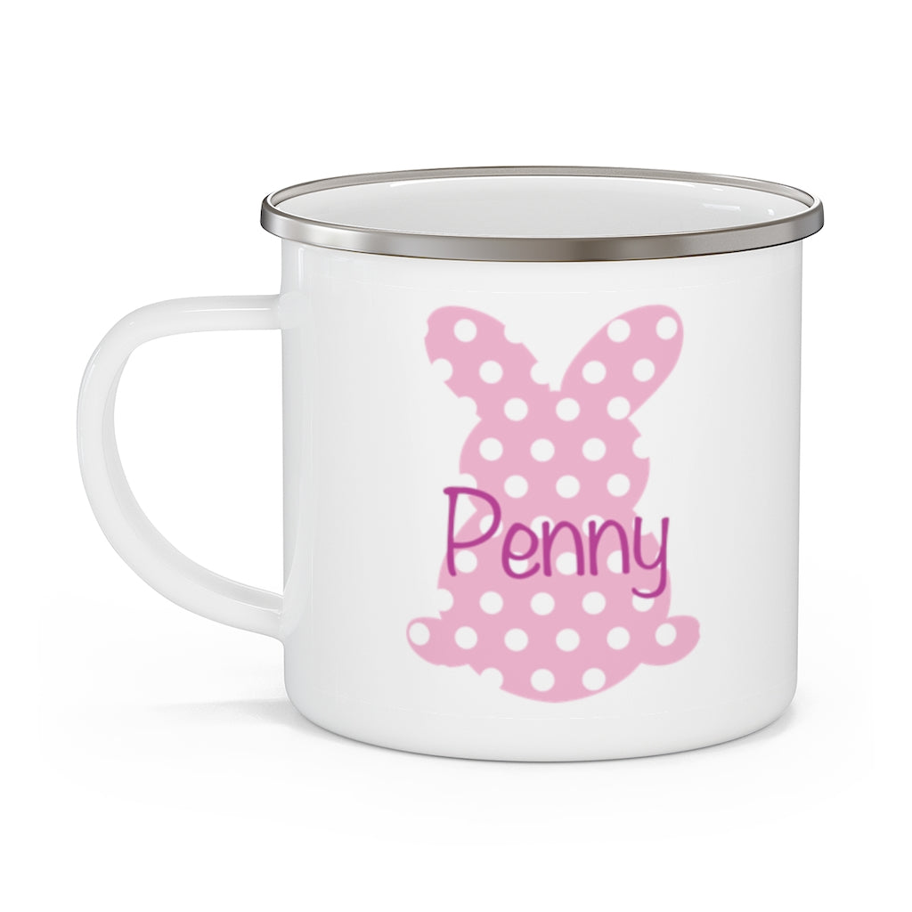 Custom Name Rabbit Easter Children's Enamel Campfire Mug XII