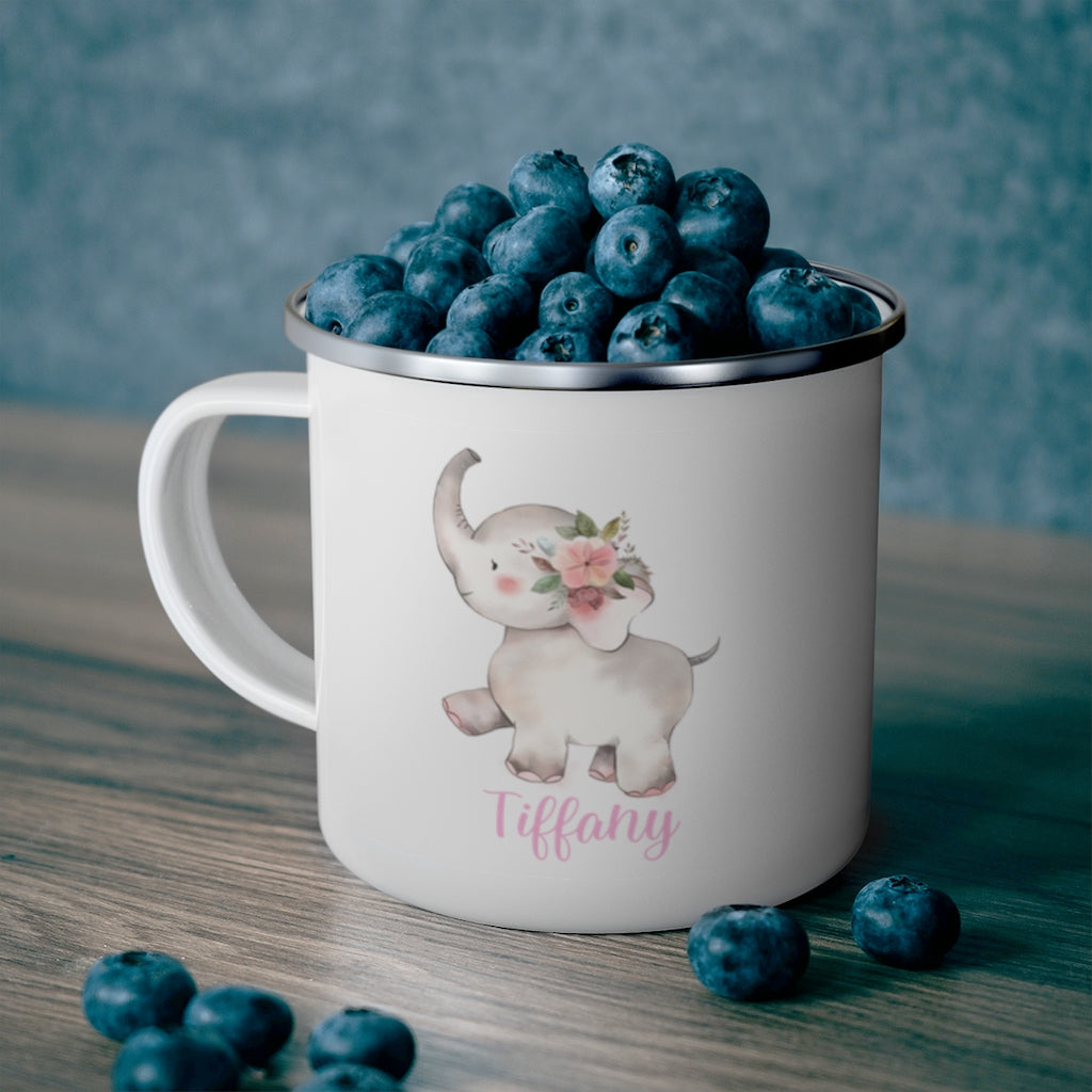 Custom Name Elephant Enamel Campfire Mug III