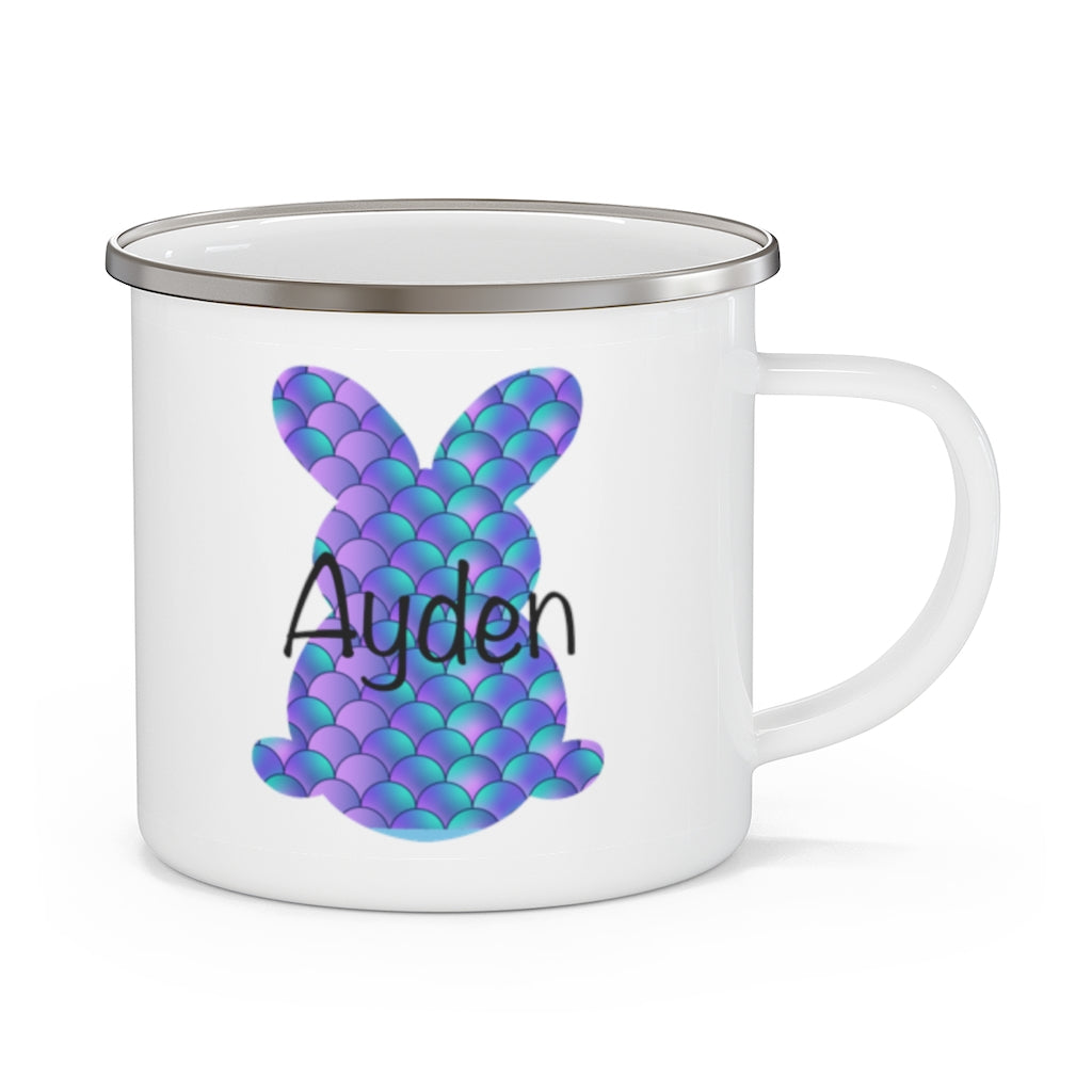 Custom Name Rabbit Easter Children's Enamel Campfire Mug IX