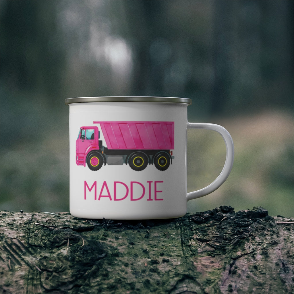Custom Name Truck Children's Enamel Campfire Mug XVI