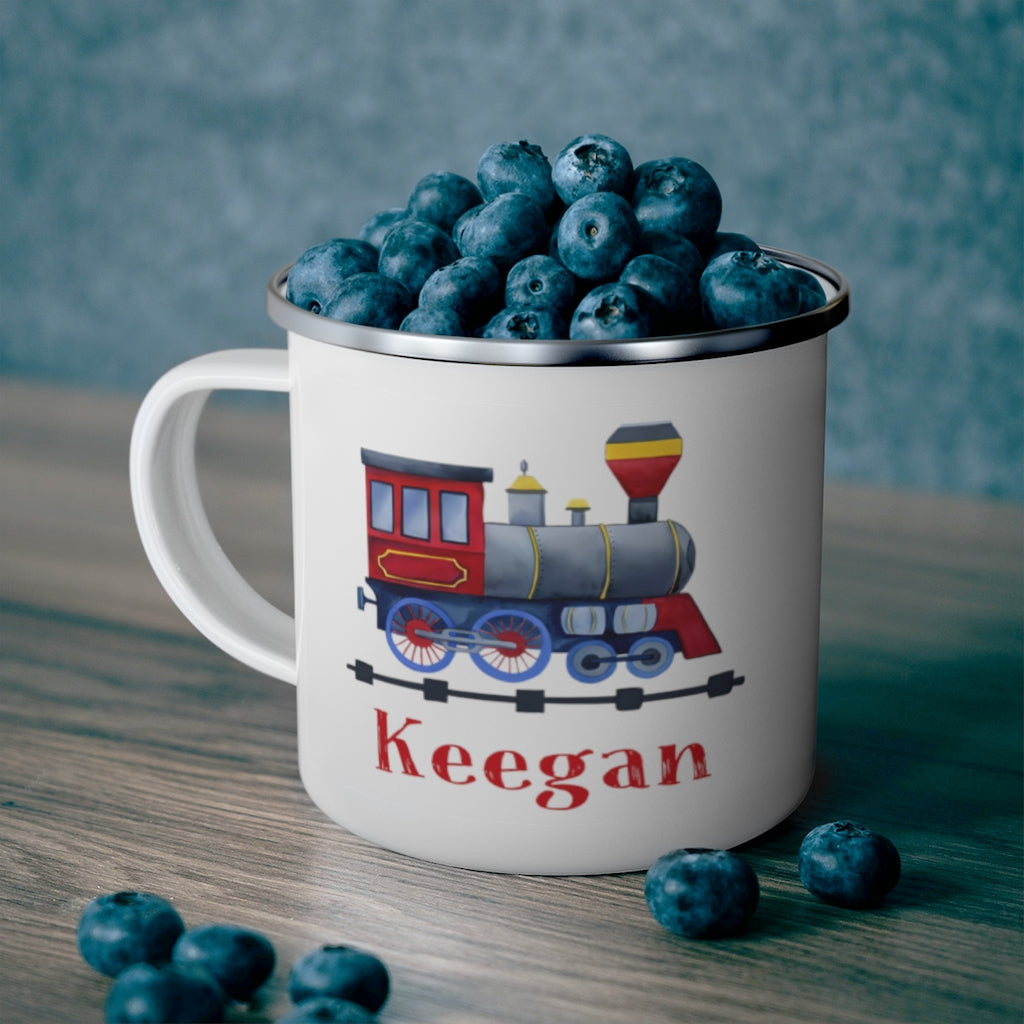 Custom Name Train Enamel Campfire Mug I