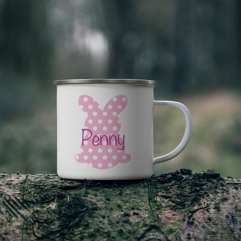 Custom Name Rabbit Easter Children's Enamel Campfire Mug XII