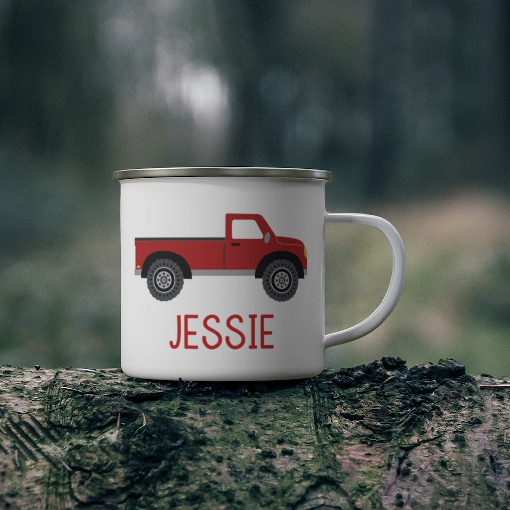 Custom Name Truck Children's Enamel Campfire Mug XXIV