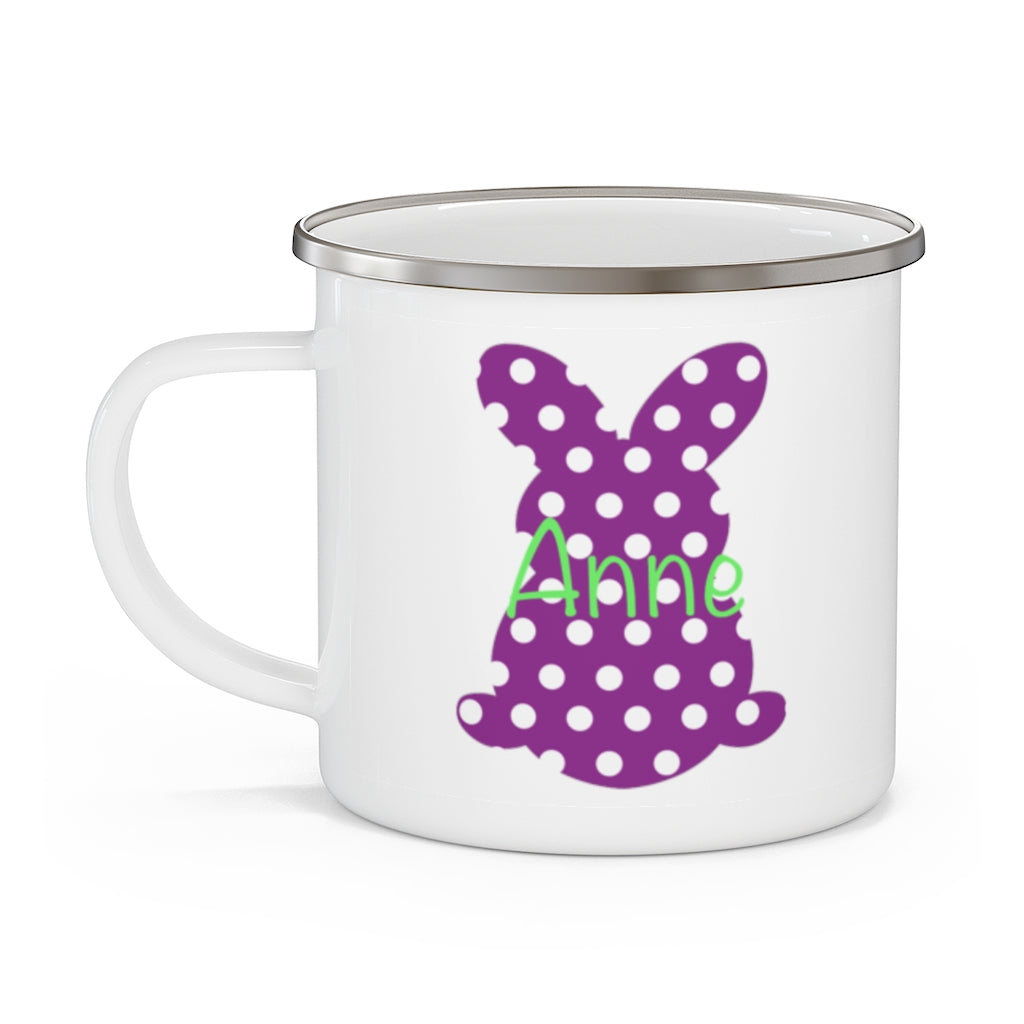 Custom Name Rabbit Easter Children's Enamel Campfire Mug I