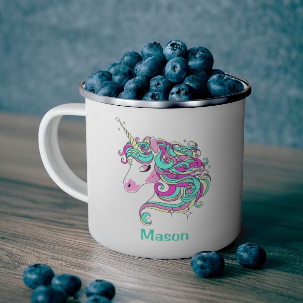 Custom Name Unicorn Enamel Campfire Mug IX