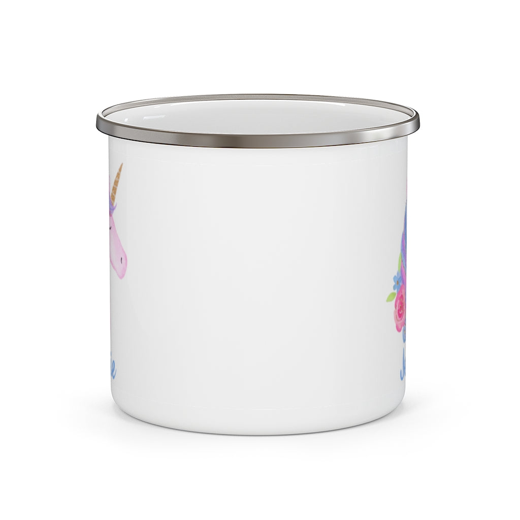 Custom Name Unicorn Enamel Campfire Mug I
