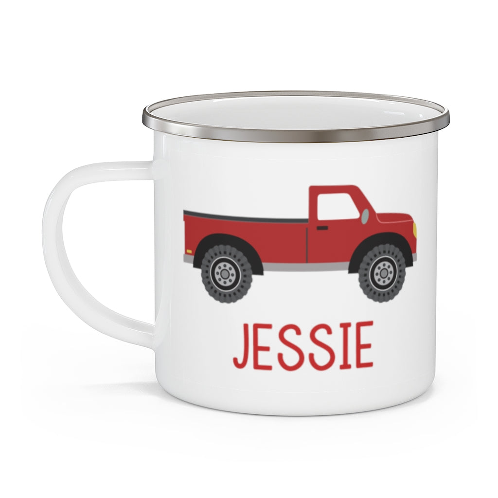 Custom Name Truck Children's Enamel Campfire Mug XXIV