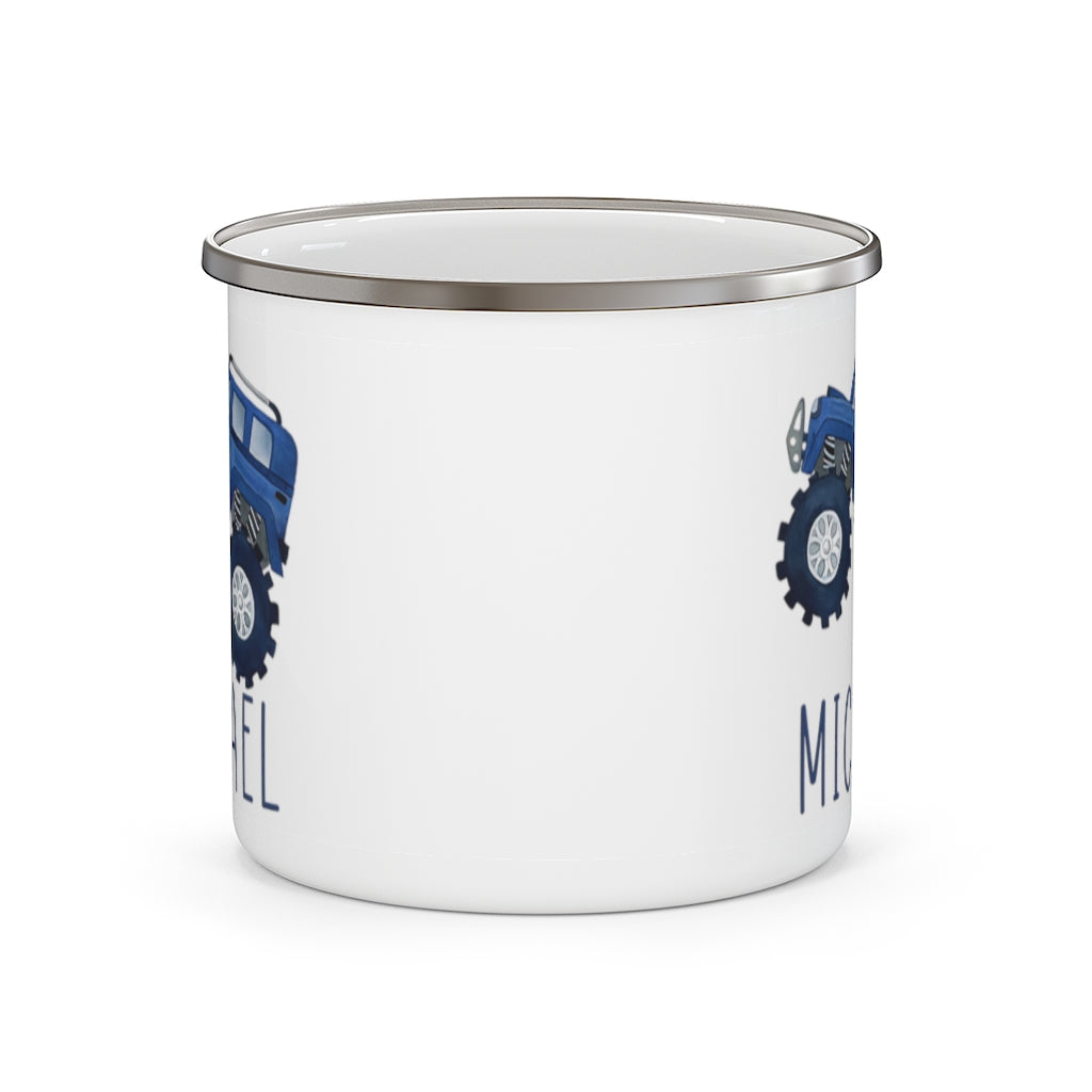Custom Name Monster Truck Children's Enamel Campfire Mug IV
