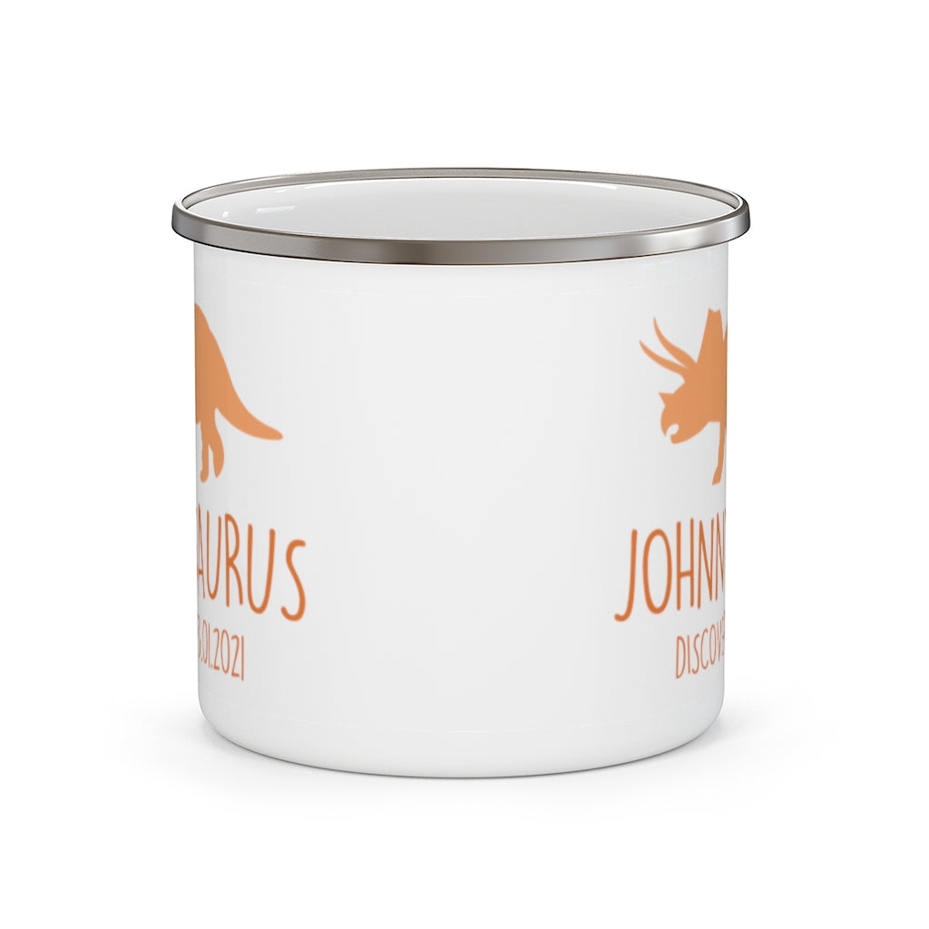 Custom Name Dinosaur Children's Enamel Campfire Mug -Made in USA