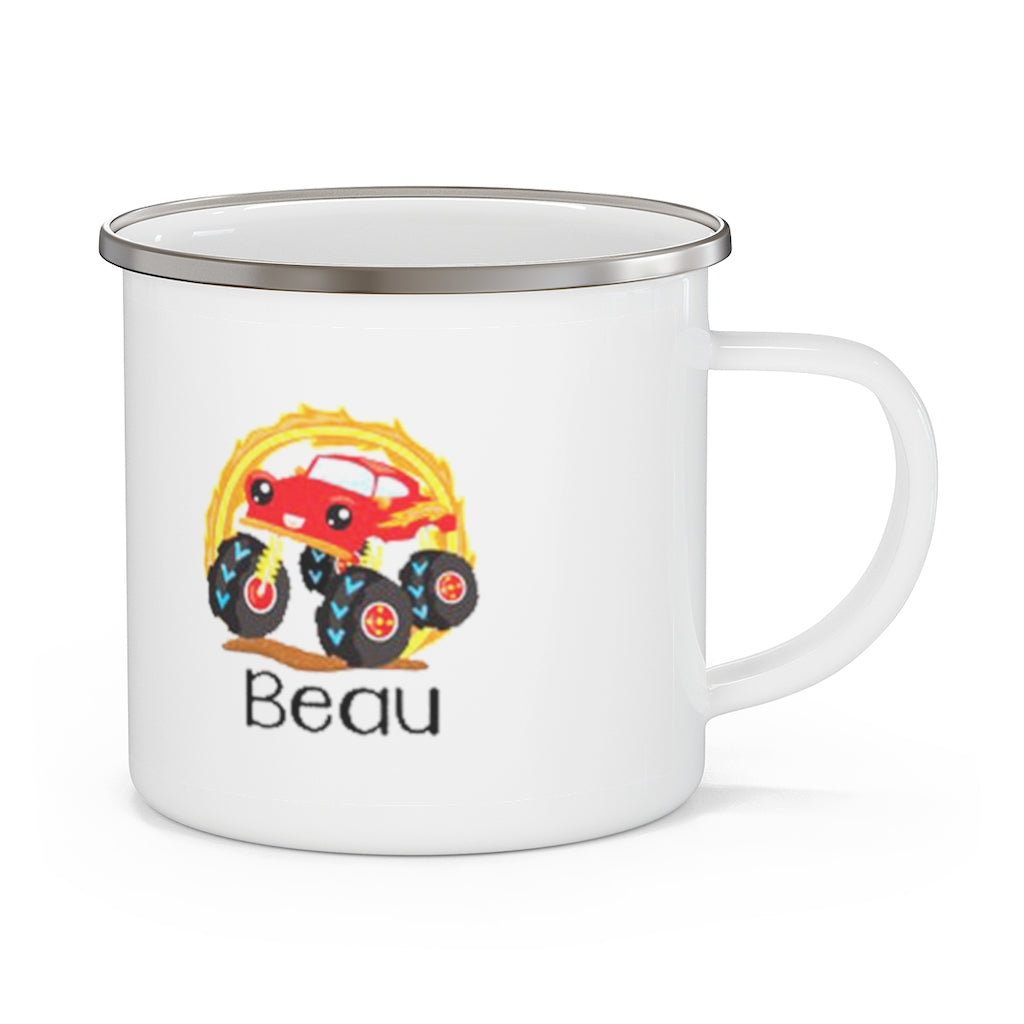 Custom Name Monster Truck Children's Enamel Campfire Mug - Made in USA