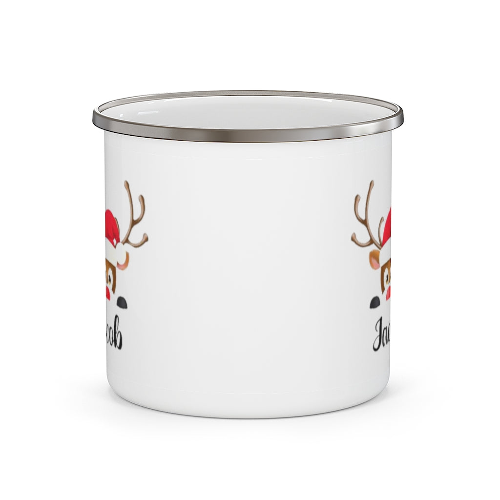 Personalised Enamel Reindeer Mug,Personalised Christmas Mug - Made In USA