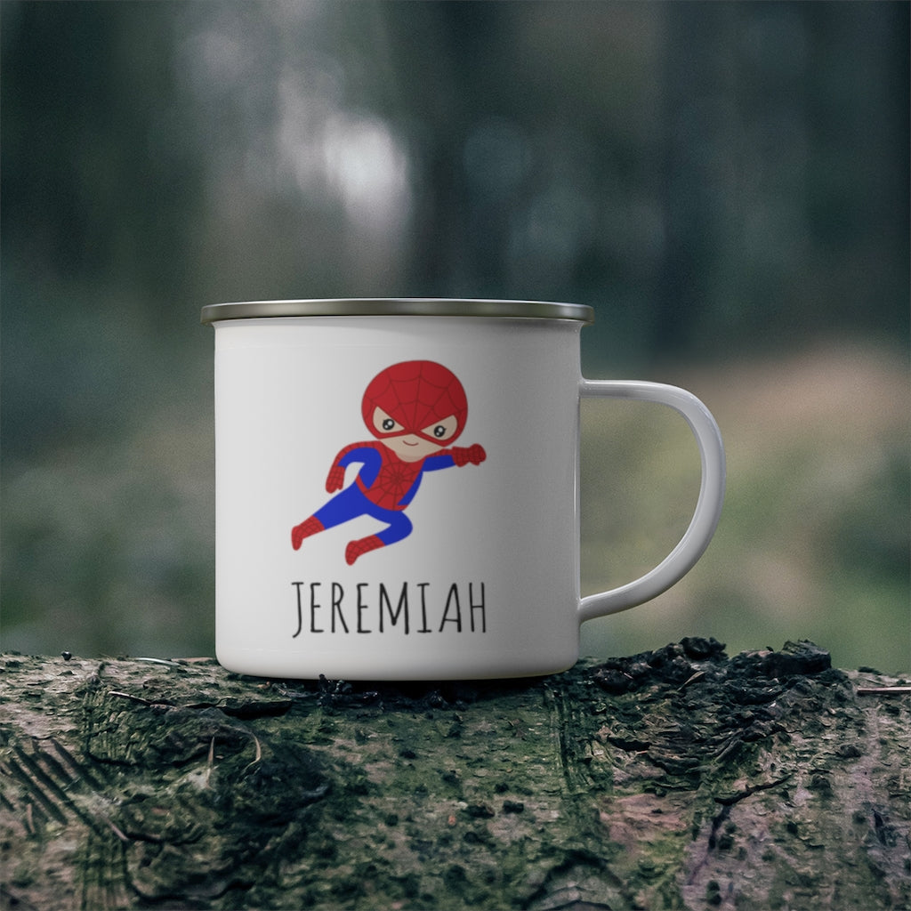 Personalized Name Hero Kid's Enamel Campfire Mug -Made in USA
