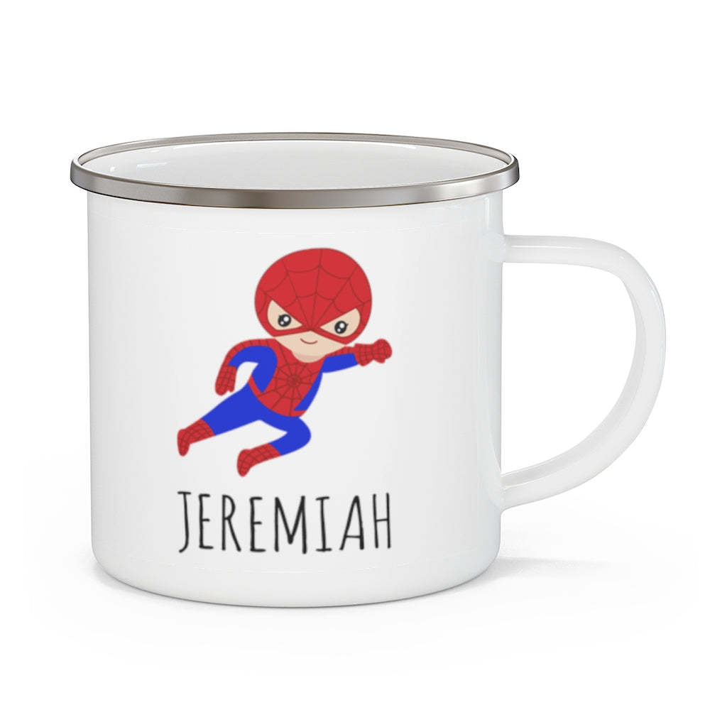 Personalized Name Hero Kid's Enamel Campfire Mug -Made in USA