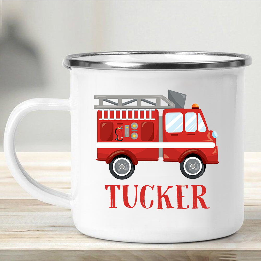 Custom Name Firefighter Children's Enamel Campfire Mug II